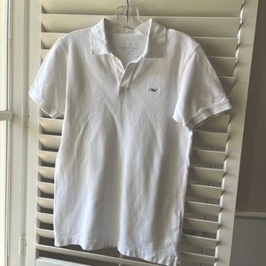 Boys Vineyard Vines white classic polo • size M (12-14)